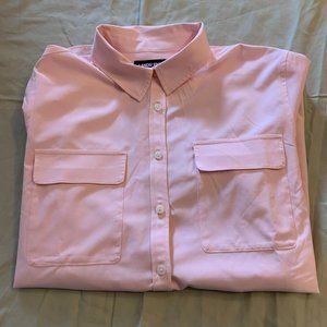Lands End Pink Button Up Shirt Womens Size Large 14-16 Cute Top